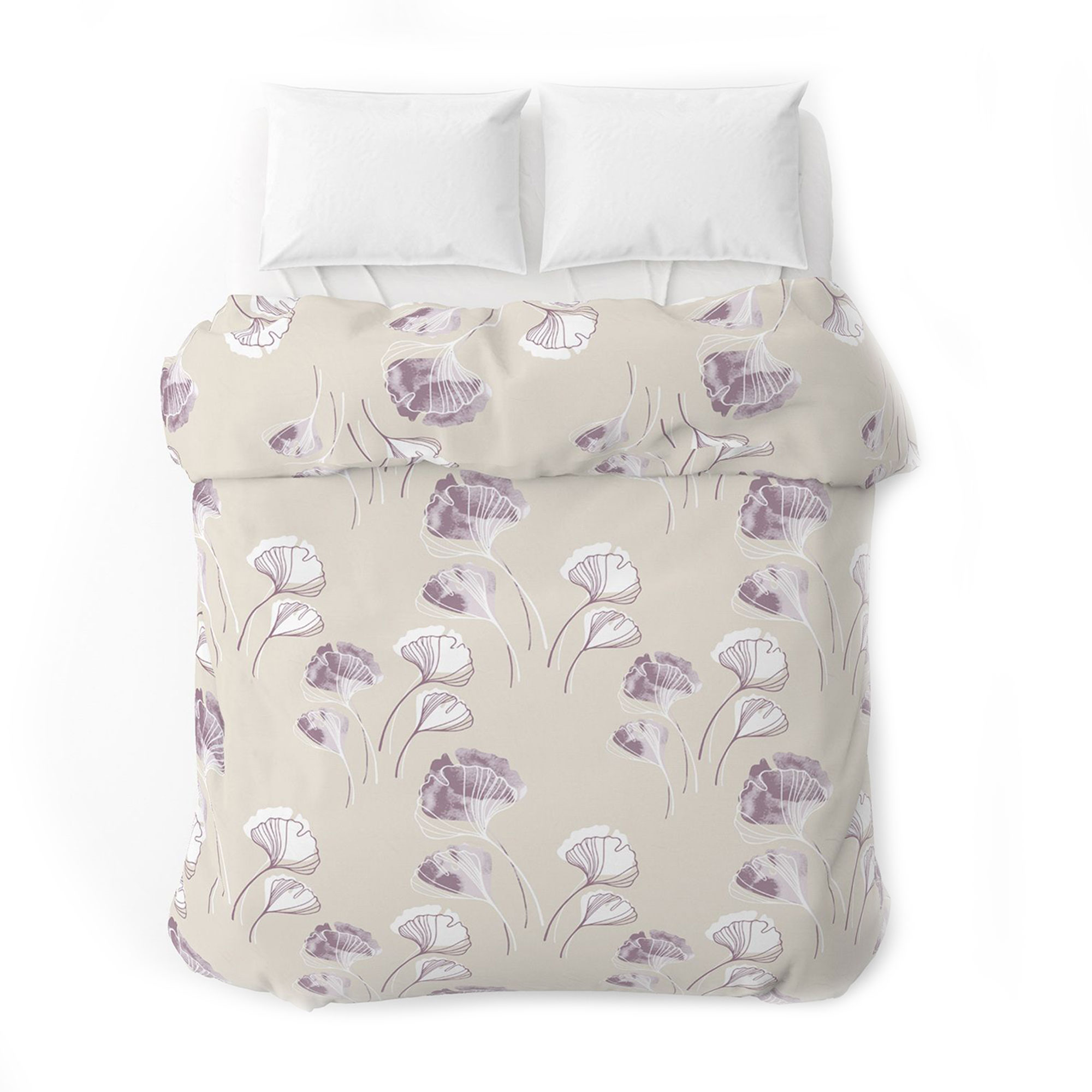 Підковдра бязева Home Line Гінкго білоба, бежево-лілова, 145*215 см (174447)